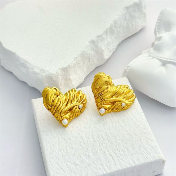 Серьги-пусеты Сердца «Жатый металл» CJM67986