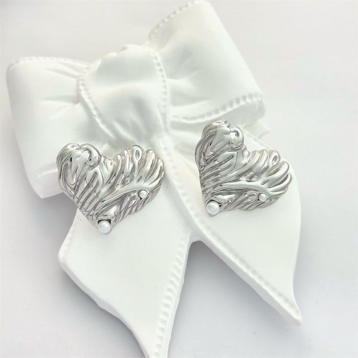 Серьги-пусеты Сердца «Жатый металл» CJM67986