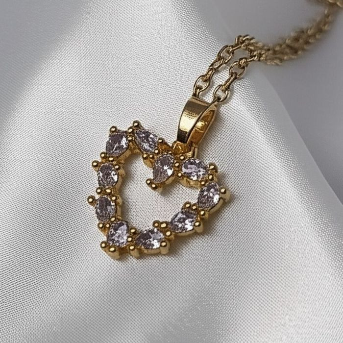 Цепочка с подвеской в форме сердца с фианитами J10822CJJ