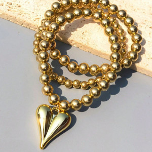 Браслет многорядный из бусин с сердцем CJN32385 Браслет многорядный из бусин с сердцем CJN32385