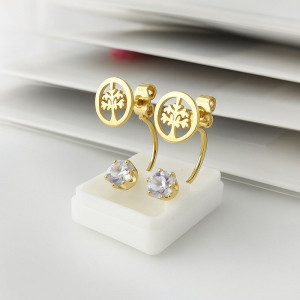 Серьги из стали дерево с напылением золотом J11530CJJ Серьги из стали дерево с напылением золотом J11530CJJ