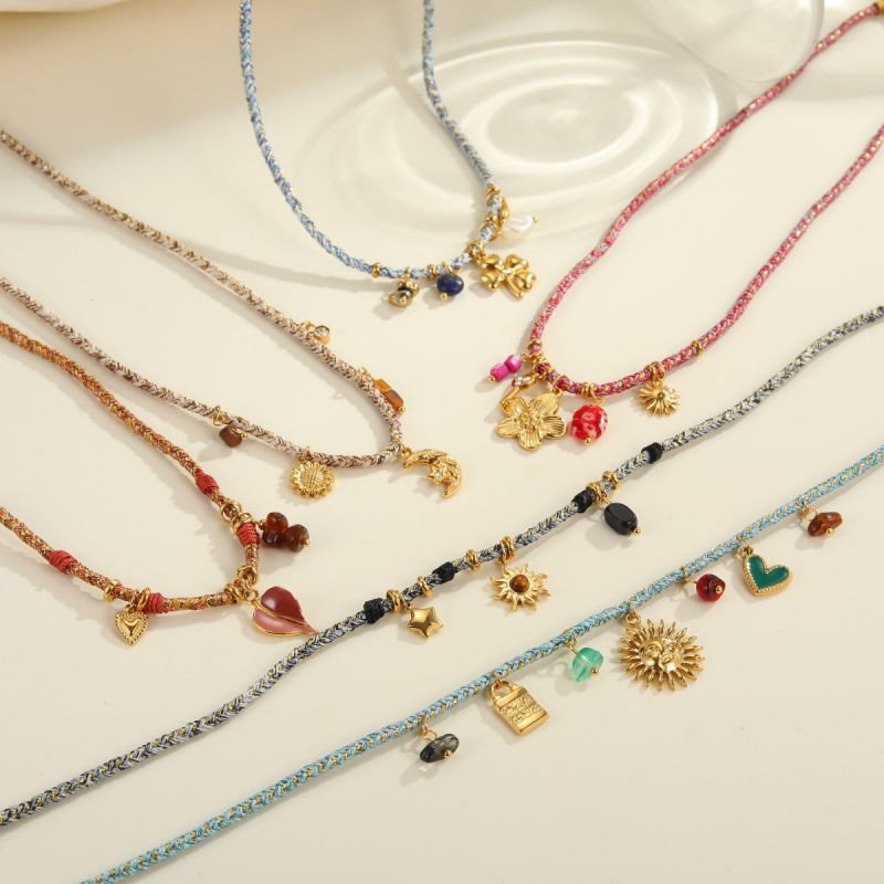 Цепочка с подвесками в форме капель из цветного стекла CJR63560 Цепочка с подвесками в форме капель из цветного стекла CJR63560