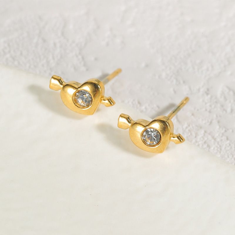 Серьги-пусеты Сердца со стрелой CJJ26095 Серьги-пусеты Сердца со стрелой CJJ26095