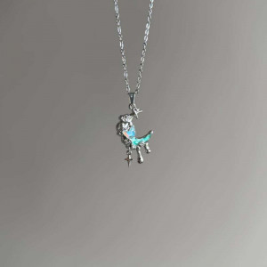 Серебряное колье из стали с луной и звездой CJZ49113