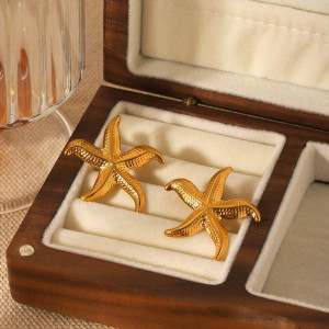 Серьги-пусеты Морские звезды объемные CJL36241