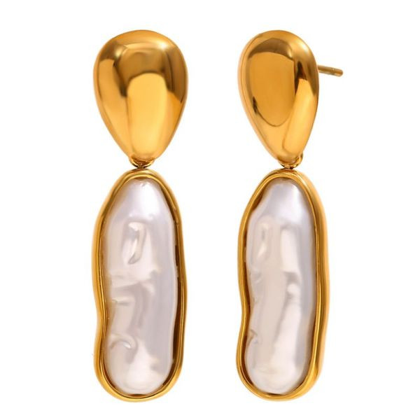 Серьги Висячие с барочным жемчугом в золотой оправе CJL49847