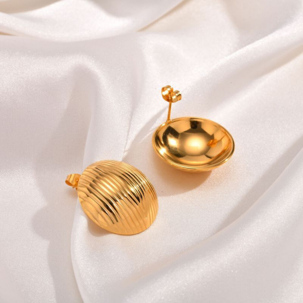 Золотистые серьги-пусеты Полусферы CJH33455