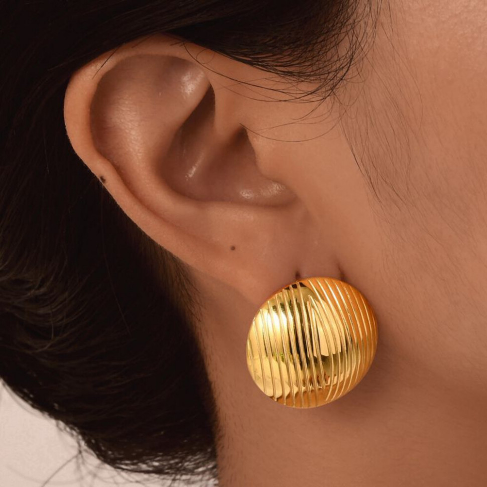 Золотистые серьги-пусеты Полусферы CJH33455