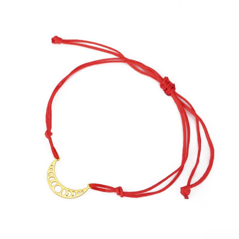Браслет нитевой с изящным золотистым полумесяцем CJU10678