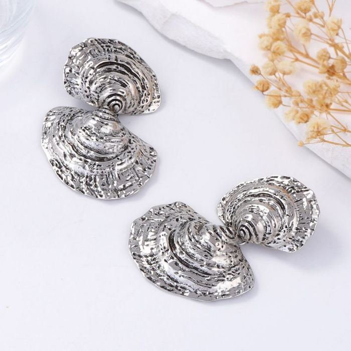 Тематические серьги-пусеты двойные ракушки CJM84033