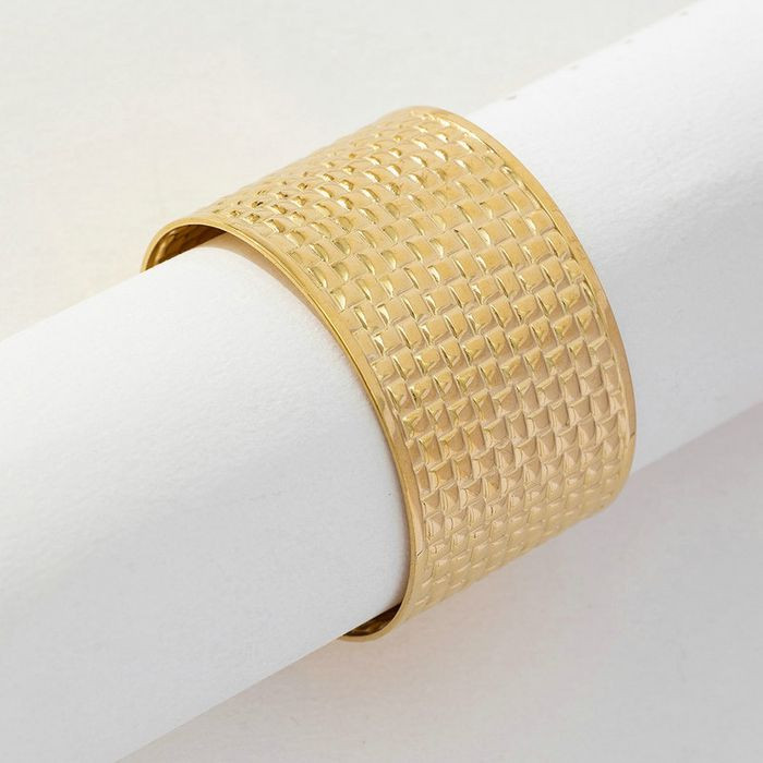 Браслет жесткий широкий с ажурным сетчатым плетением CJM41860