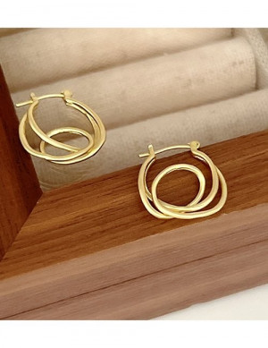 Серьги-конго с тройным плетением M01445