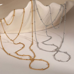 Браслет-слейв на руку и палец с тонкими цепочками CJM82047