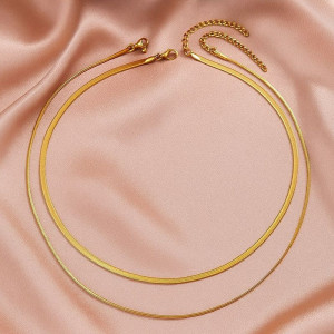 Многослойное колье из плоских цепочек 1J12236CJJ Многослойное колье из плоских цепочек 1J12236CJJ