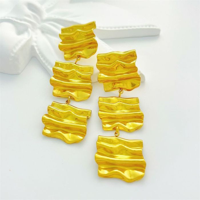 Серьги Висячие Квадраты гофрированные CJM67989