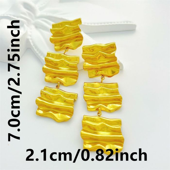 Серьги Висячие Квадраты гофрированные CJM67989