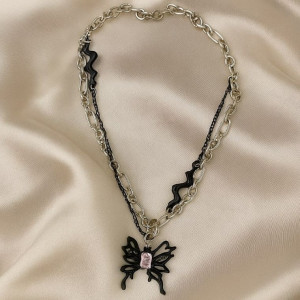 Многослойная Цепочка с крупной подвеской-бабочкой J10744CJJ Многослойная Цепочка с крупной подвеской-бабочкой J10744CJJ