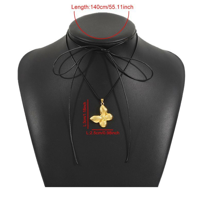 Длинный шнурок с подвеской в форме золотистой бабочки CJL32288