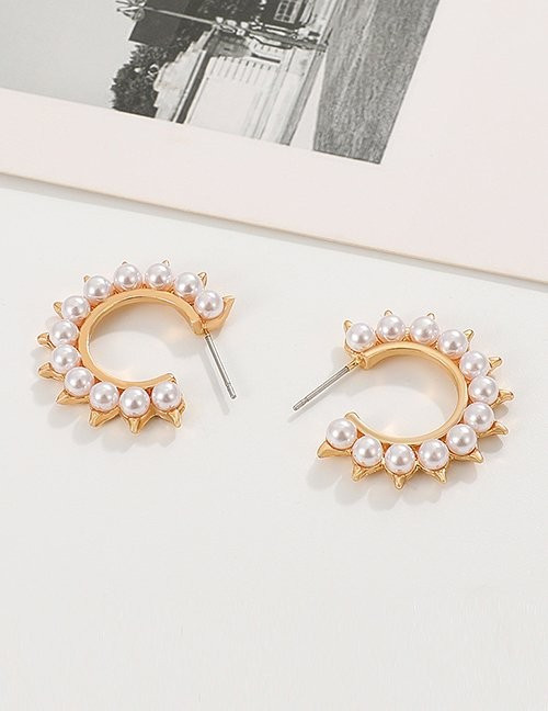 Серьги-конго со вставками из белого жемчуга по контуру Z60580