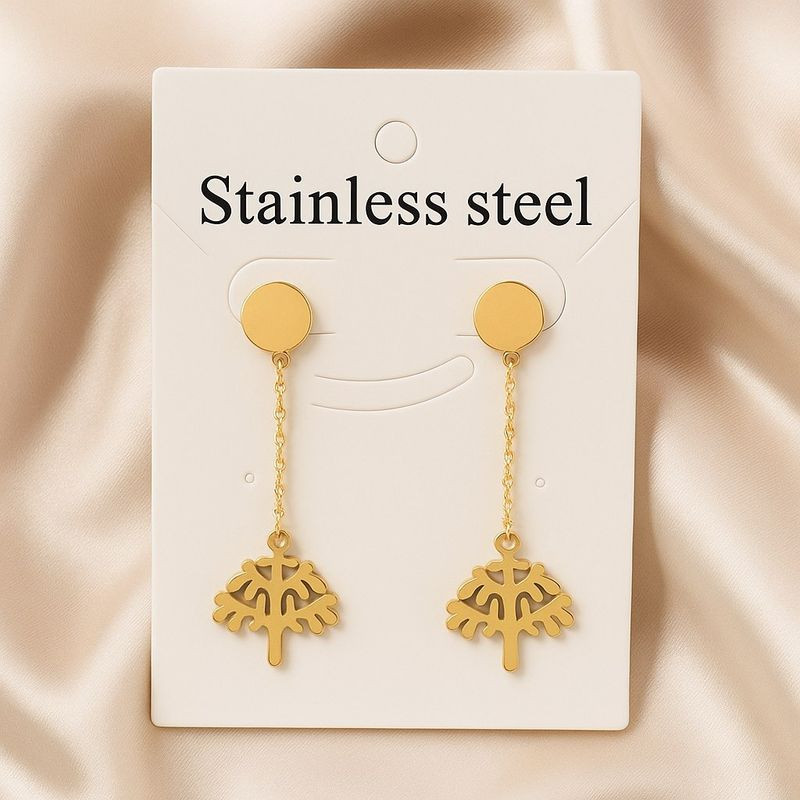 Серьги гвоздики древо жизни из стали с напылением золотом J11531CJJ Серьги гвоздики древо жизни из стали с напылением золотом J11531CJJ