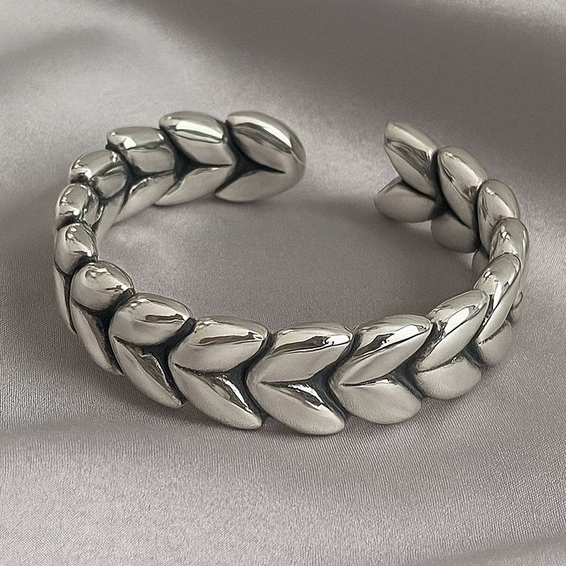 Кольцо с ажурным плетением в форме колоска 1J12182CJJ