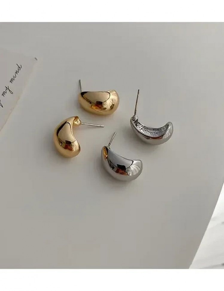 Серьги латунь с напылением платиной в виде капельки J10047CJJ