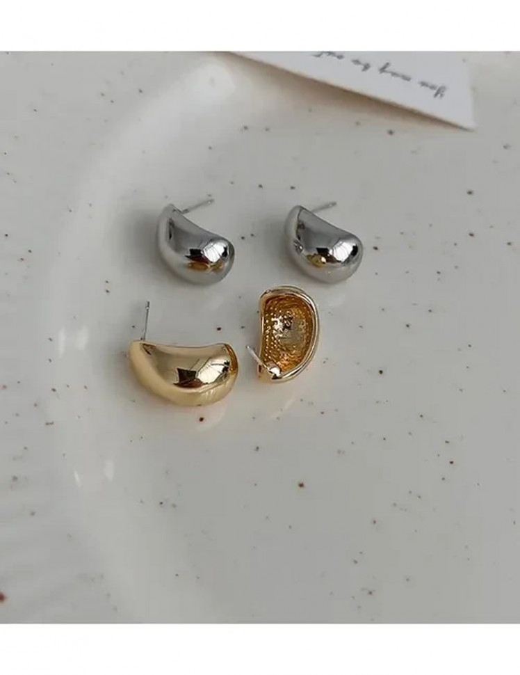 Серьги латунь с напылением платиной в виде капельки J10047CJJ