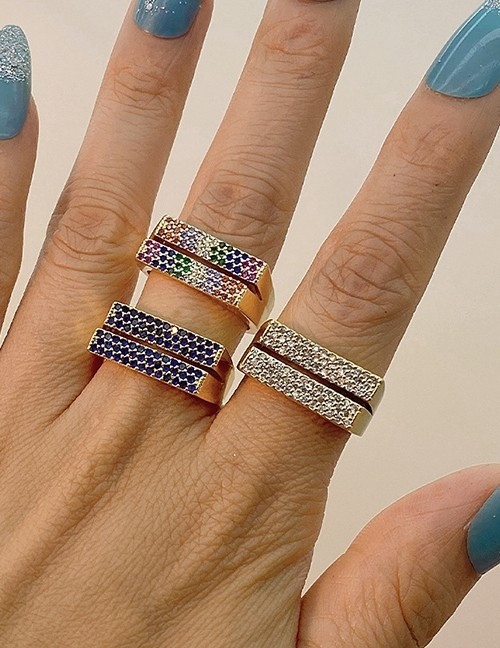 Многорядное кольцо с вертикальными вставками из камней U81955