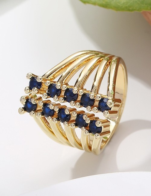 Многорядное кольцо с вертикальными вставками из камней U81955