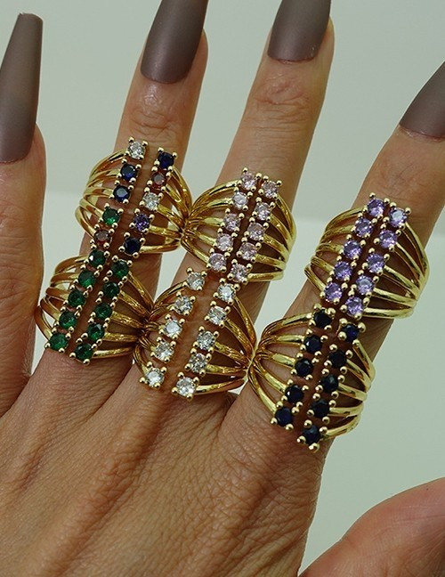 Многорядное кольцо с вертикальными вставками из камней U81955