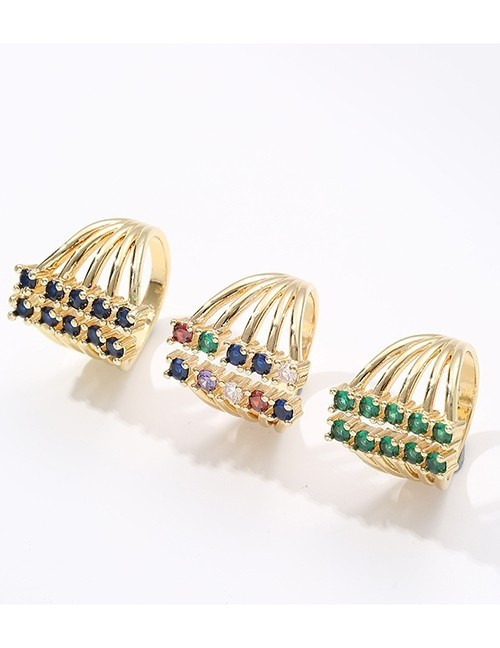 Многорядное кольцо с вертикальными вставками из камней U81955