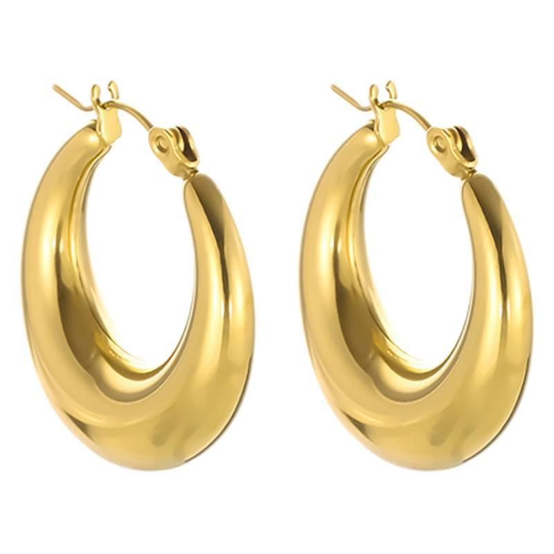 Золотистые гладкие серьги-кольца CJH63042