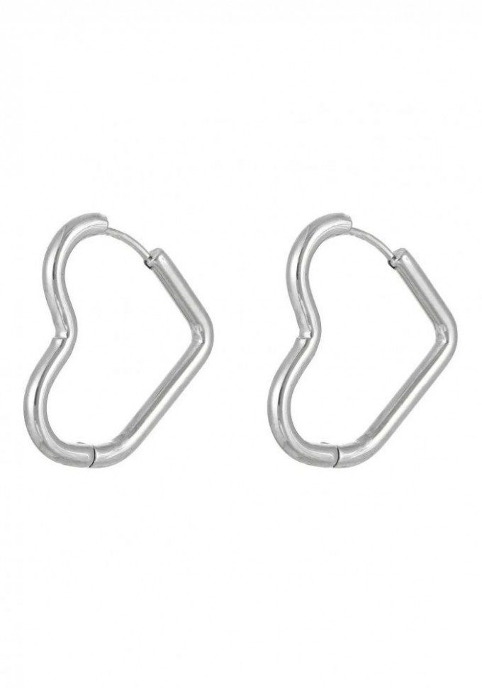 Стальные серьги-кольца сердца J10264CJJ Стальные серьги-кольца сердца J10264CJJ