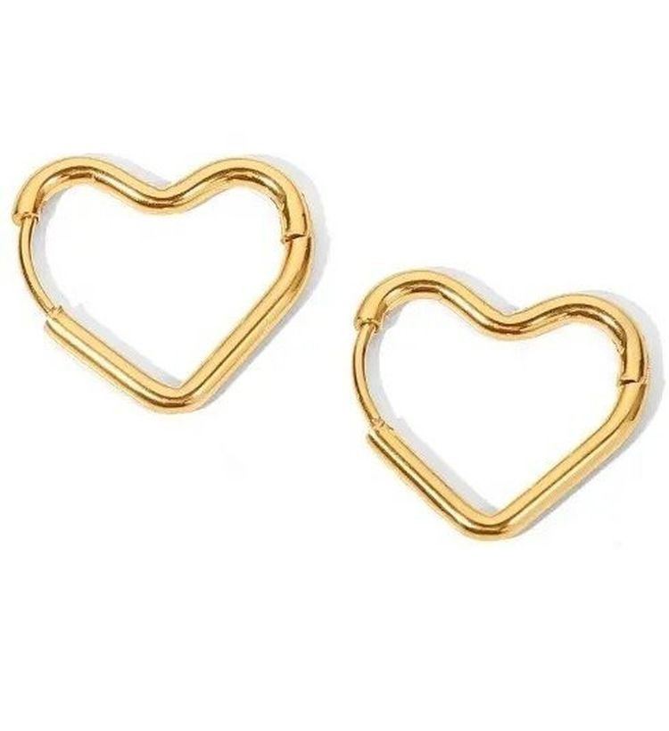 Стальные серьги-кольца сердца J10264CJJ Стальные серьги-кольца сердца J10264CJJ