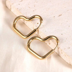 Стальные серьги-кольца сердца J10264CJJ