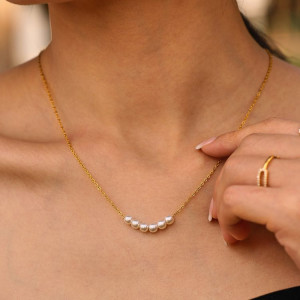 Золотистая цепочка с жемчужной дорожкой CJL82949 Золотистая цепочка с жемчужной дорожкой CJL82949