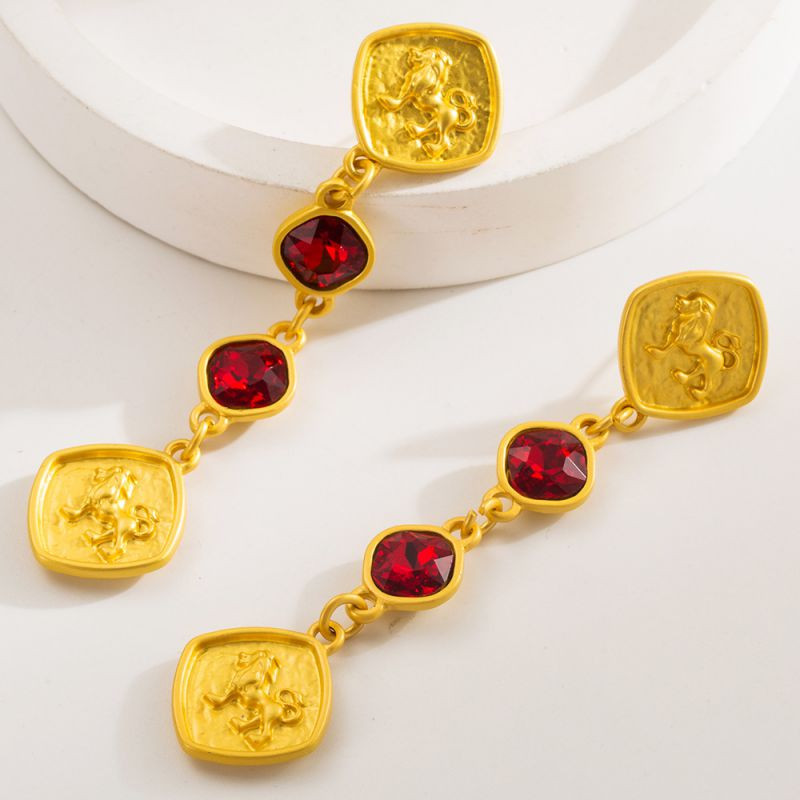 Длинные серьги-цепочки с разноцветными кристаллами CJR69731