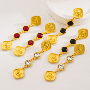 Длинные серьги-цепочки с разноцветными кристаллами CJR69731 Длинные серьги-цепочки с разноцветными кристаллами CJR69731