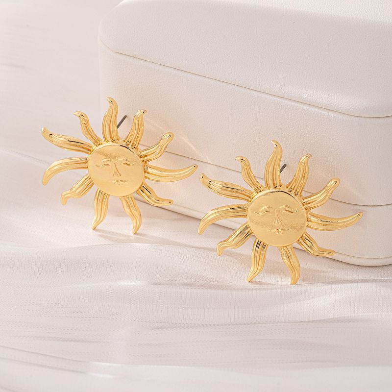 Оригинальные серьги-пусеты сияющее солнце CJM14379