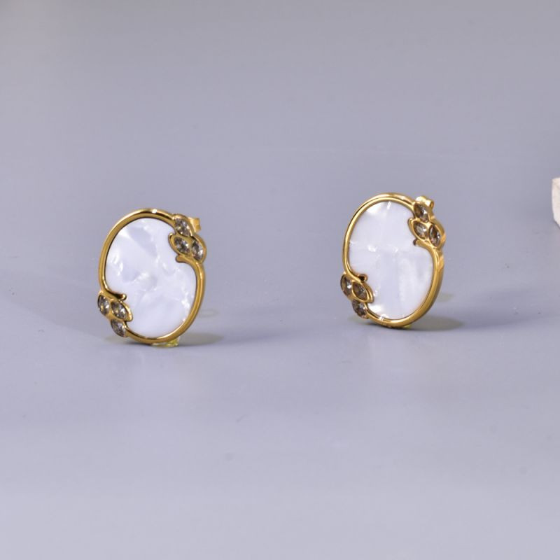 Серьги Овалы с декором CJL14416