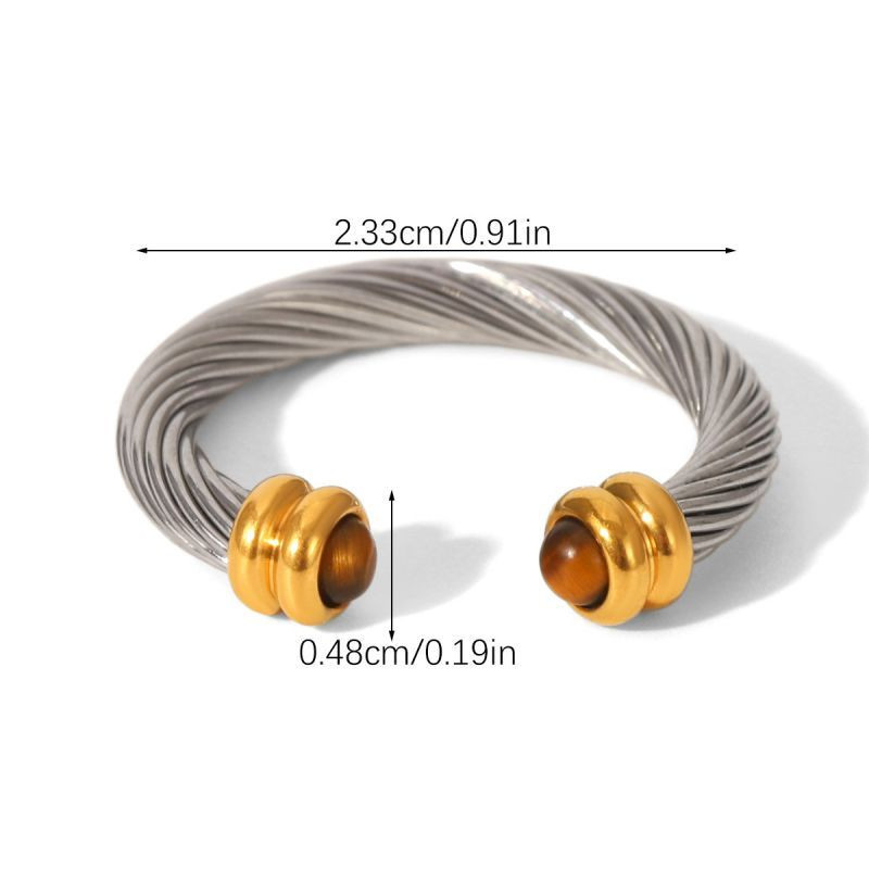 Тонкое стальное кольцо с разноцветными бусинами CJP43775