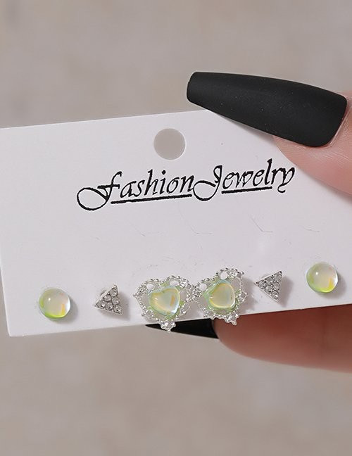 Набор сияющих пусет с опаловыми вставками и кристальными сердцами M13000MSK