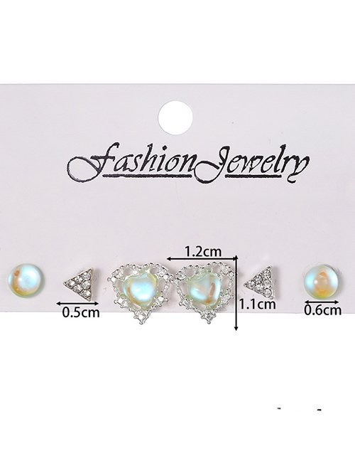 Набор сияющих пусет с опаловыми вставками и кристальными сердцами M13000MSK