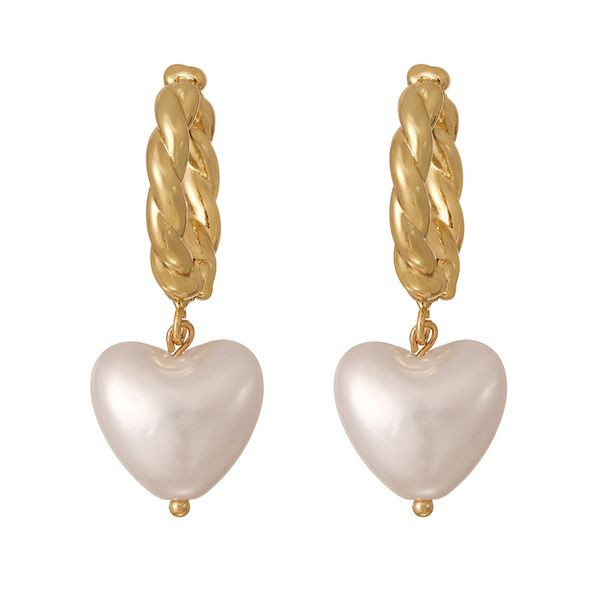 Серьги-конго с жемчужными сердцами CJL43490 Серьги-конго с жемчужными сердцами CJL43490