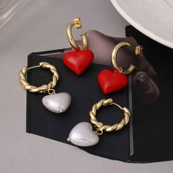 Серьги-конго с жемчужными сердцами CJL43490 Серьги-конго с жемчужными сердцами CJL43490