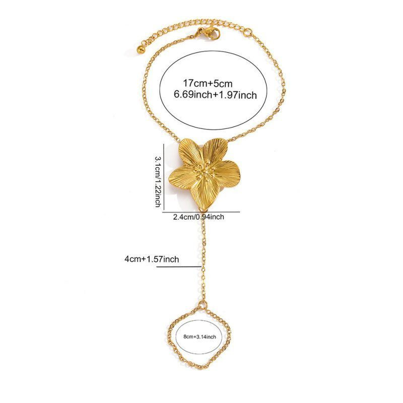 Браслет слейв золотистый цветок на изящной цепи Браслет слейв золотистый цветок на изящной цепи