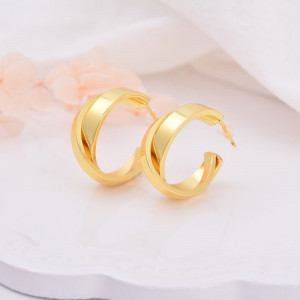 Серьги-полукольца витые золотистые CJC90496