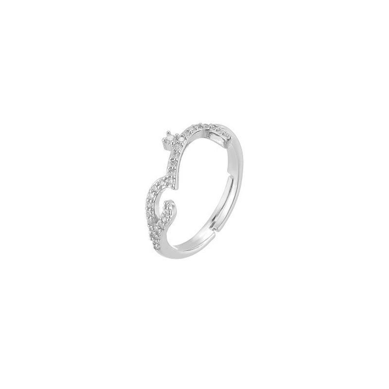 Серебристое раздвижное кольцо с бабочкой и сердцем CJX81530