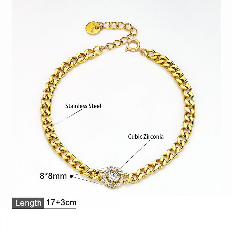 Браслет панцирного плетения с акцентным фианитом CJN40338