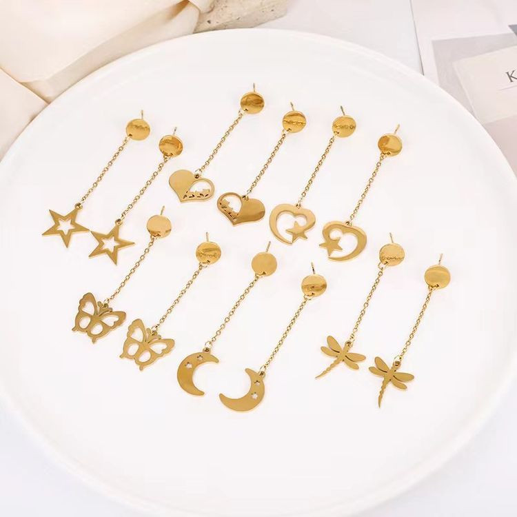 Серьги из стали сердце с напылением золотом J11533CJJ Серьги из стали сердце с напылением золотом J11533CJJ